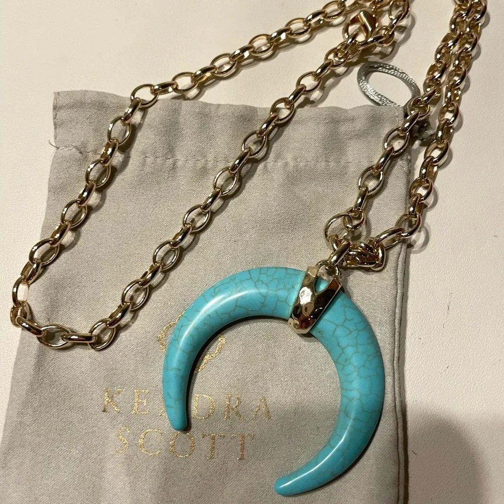 Kendra Scott Gold and Turquoise Rebecca Necklace - Picture 1 of 1